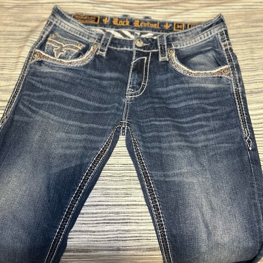 Rock Revival Dark Blue Relaxed Men's Jeans
